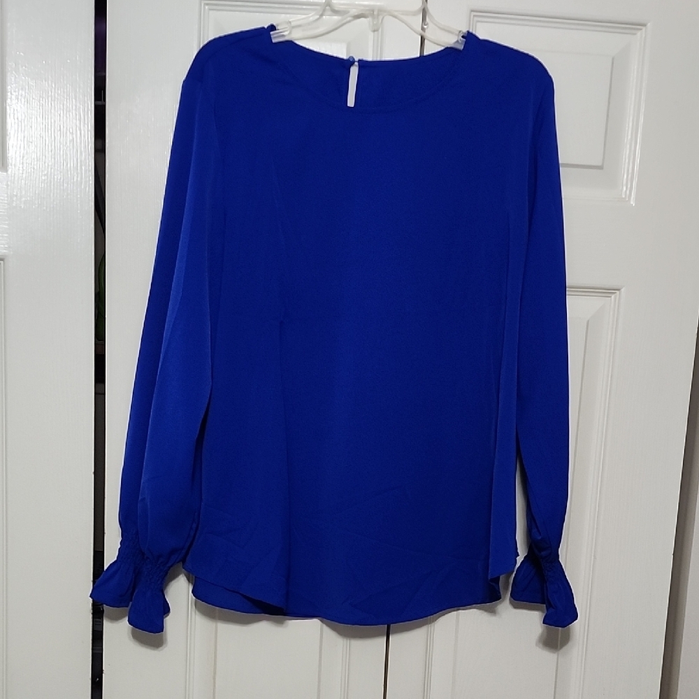 Blue Relaxed Buttoned Blouse